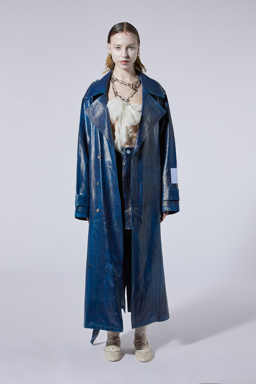 The Oversized Trench in Blueberry Wash