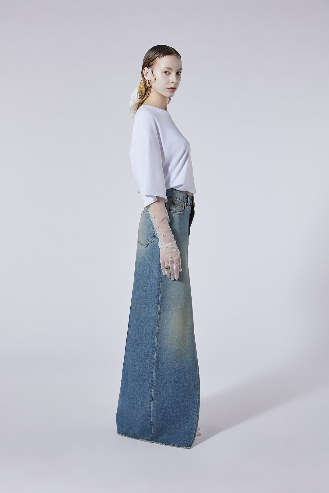 The High Long Skirt in Sugar Wash