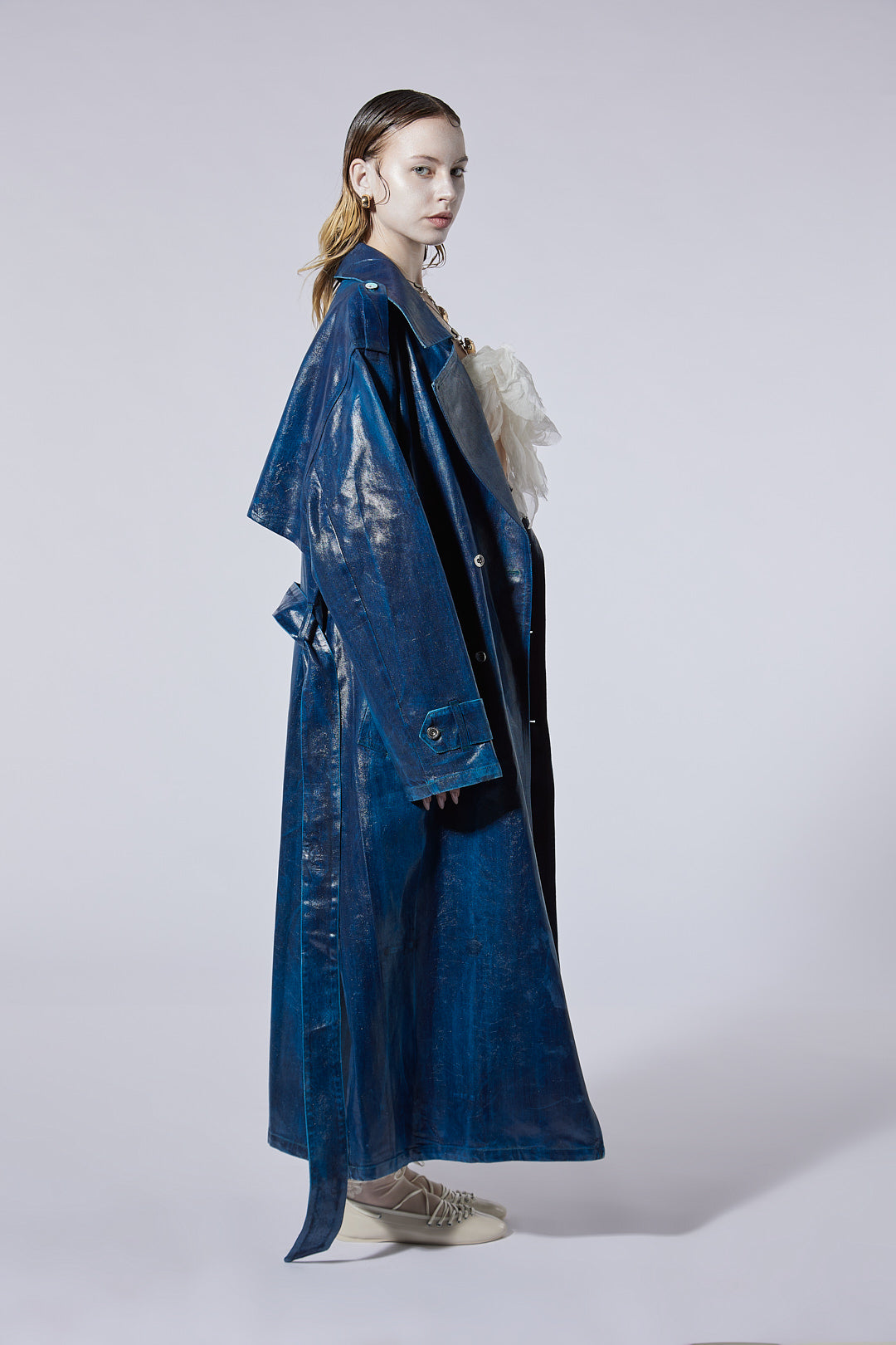 The Oversized Trench in Blueberry Wash