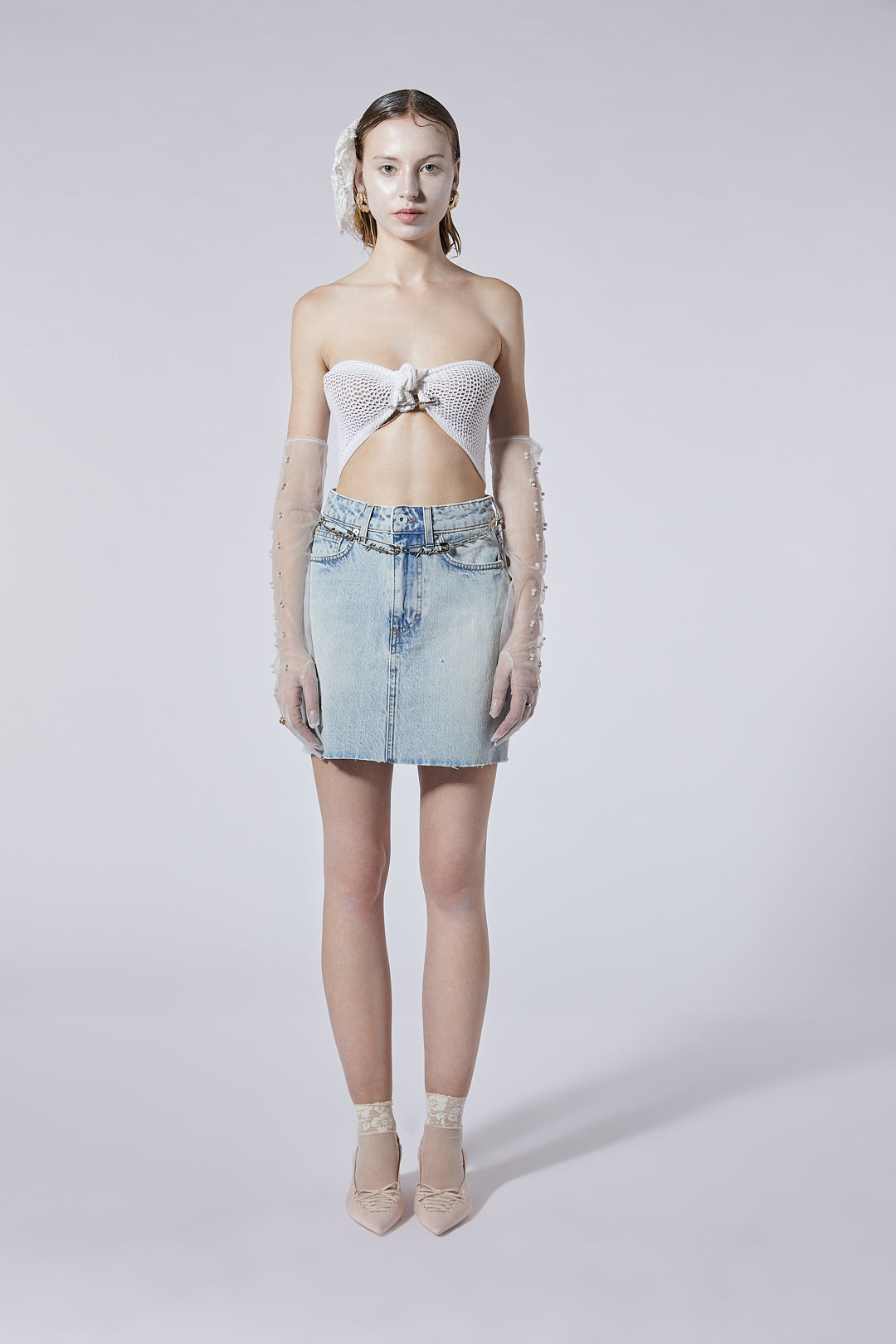 The High Mini Skirt in Cloud Wash